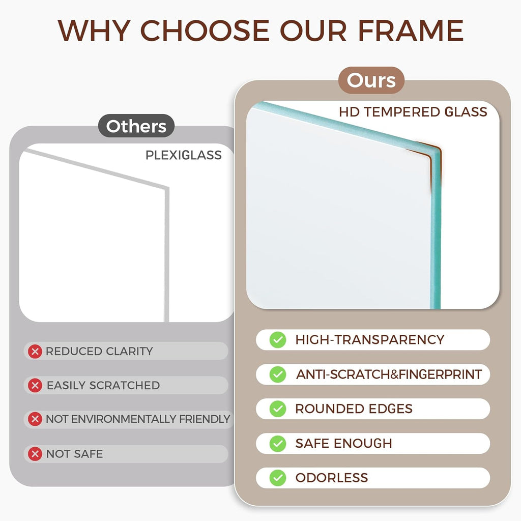 12x16 Picture Frames, Solid Oak Wood 12"x16" Picture Frame - Tempered Real Glass, 12x16 Frame Matted to 8.5x11, 12 x 16 Photo Frames for Wall, Rustic Wall Gallery Frame (Walnut Color, 3 Pack)