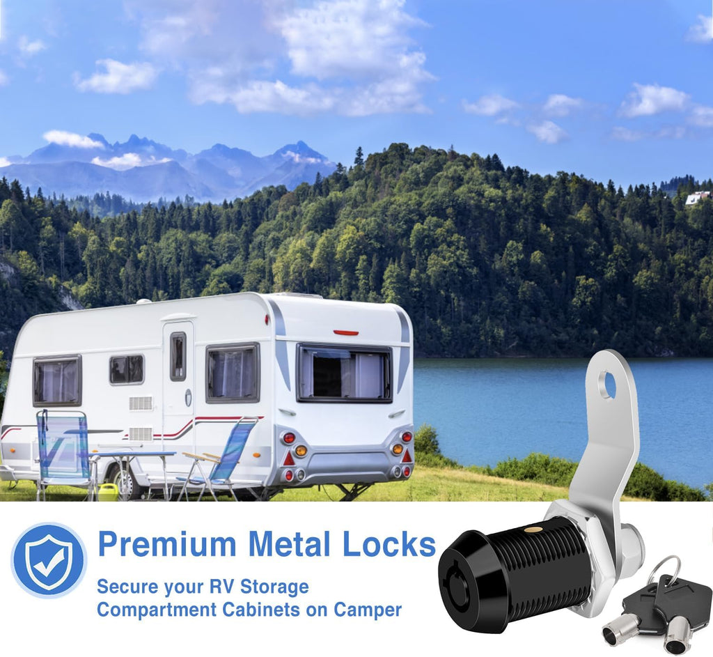 Black RV Storage Locks, Keyed Alike - 7/8' Fits 9/16' Max Door Thickness - 2Pack