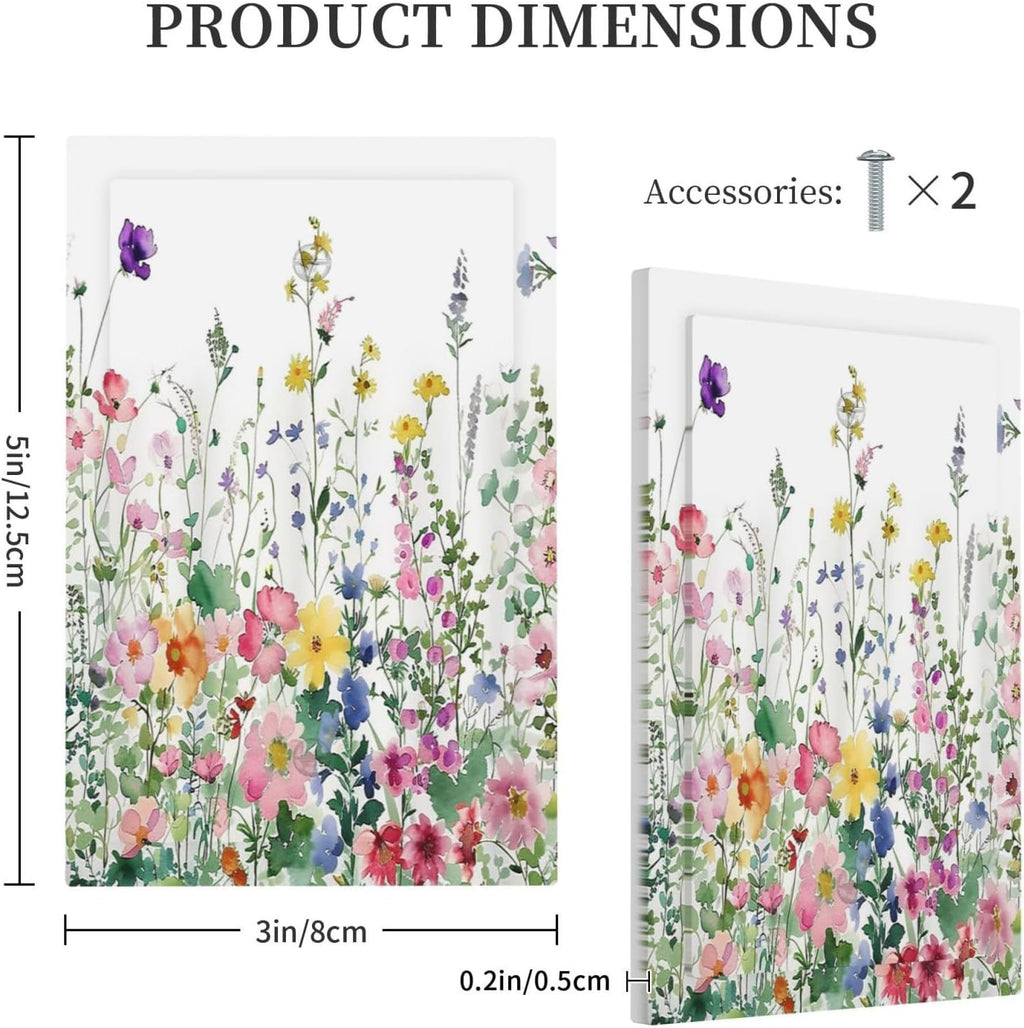 Light Switch Cover Plate Boho Colorful Flowers Plant Rustic Wildflower 1 Gang No Device Blank Electrical Wall Plates Faceplate Decorative Switch Plate for Bed Room Bathroom Decor