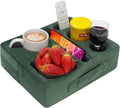 G GOOD GAIN Couch Cup Holder Pillow-Sofa Cup Holder Cozy Buddy | Bed Drink Caddy Holds Tablet, Remote, Snacks | Waterproof Anti-Spill Sofa Beverage Tray for Car, Park, Beach, Picnic, Boat, RV(Green)
