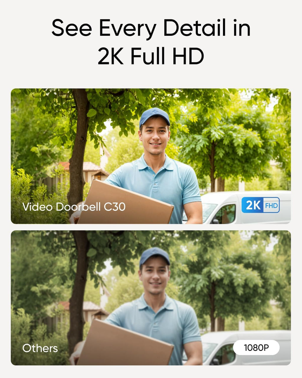 eufy Security Video Doorbell Camera C30, Battery Powered,2K FHD,165° Ultra-Wide View,Easy Installation, Live Video Call, AI Human Detection for People and Packages,HomeBase 3 Compatible,No Monthly Fee