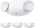 LIT-PaTH LED Emergency Lighting Fixtures with 2 LED Bug Eye Heads and Back Up Batteries- US Standard Exit Light, UL 924 and CEC Qualified, 120/277 Voltage, White, 4-Pack