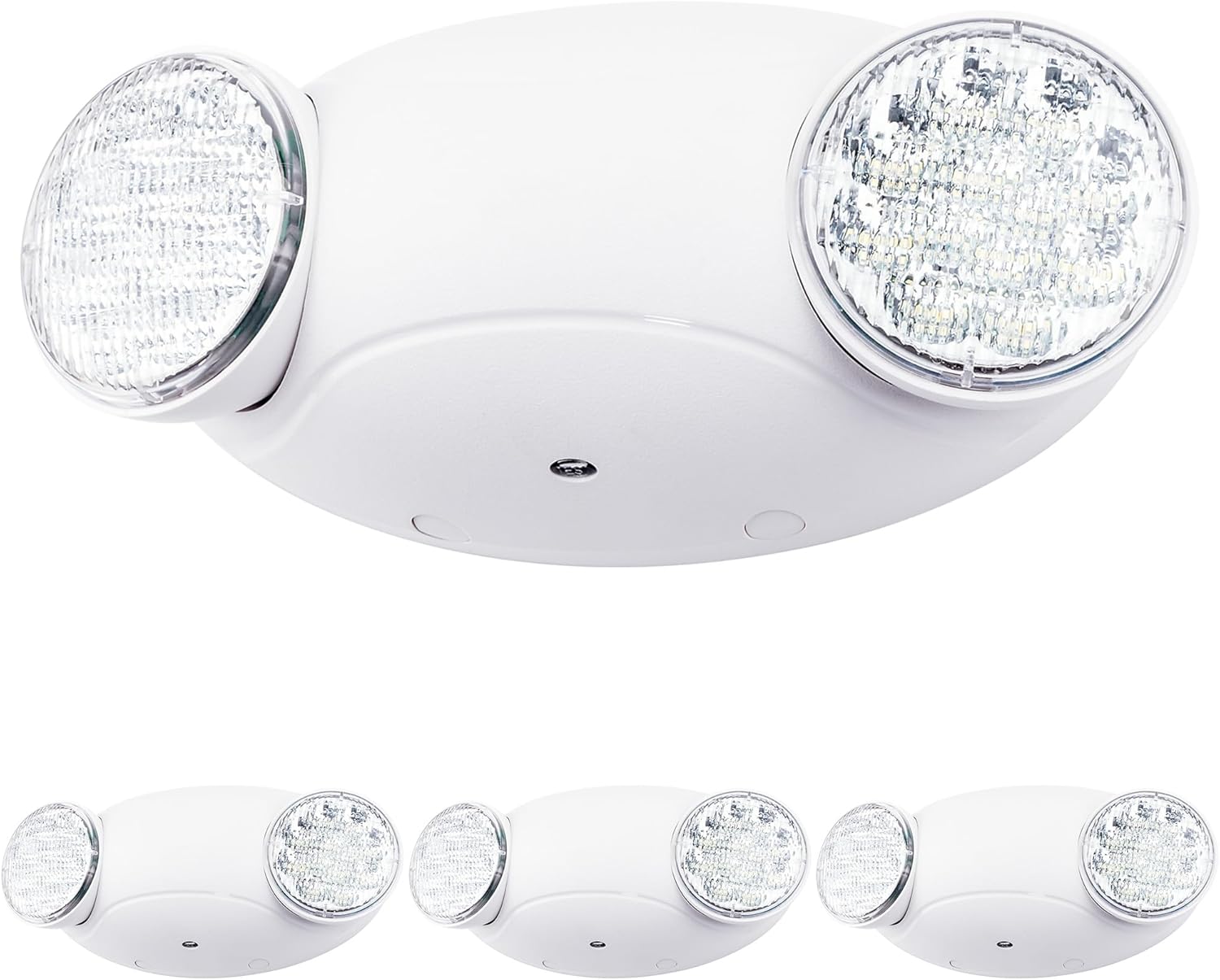 LIT-PaTH LED Emergency Lighting Fixtures with 2 LED Bug Eye Heads and Back Up Batteries- US Standard Exit Light, UL 924 and CEC Qualified, 120/277 Voltage, White, 4-Pack