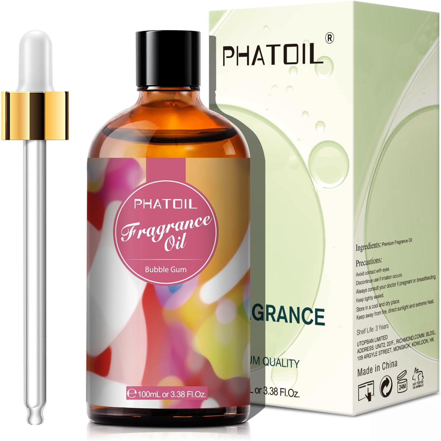 PHATOIL 3.38FL.OZ Bubble Gum Fragrance Oils for Aromatherapy, Essential Oils for Diffusers for Home, Perfect for Diffuser, DIY Candle and Soap Making, DIY Scented Products - 100ml