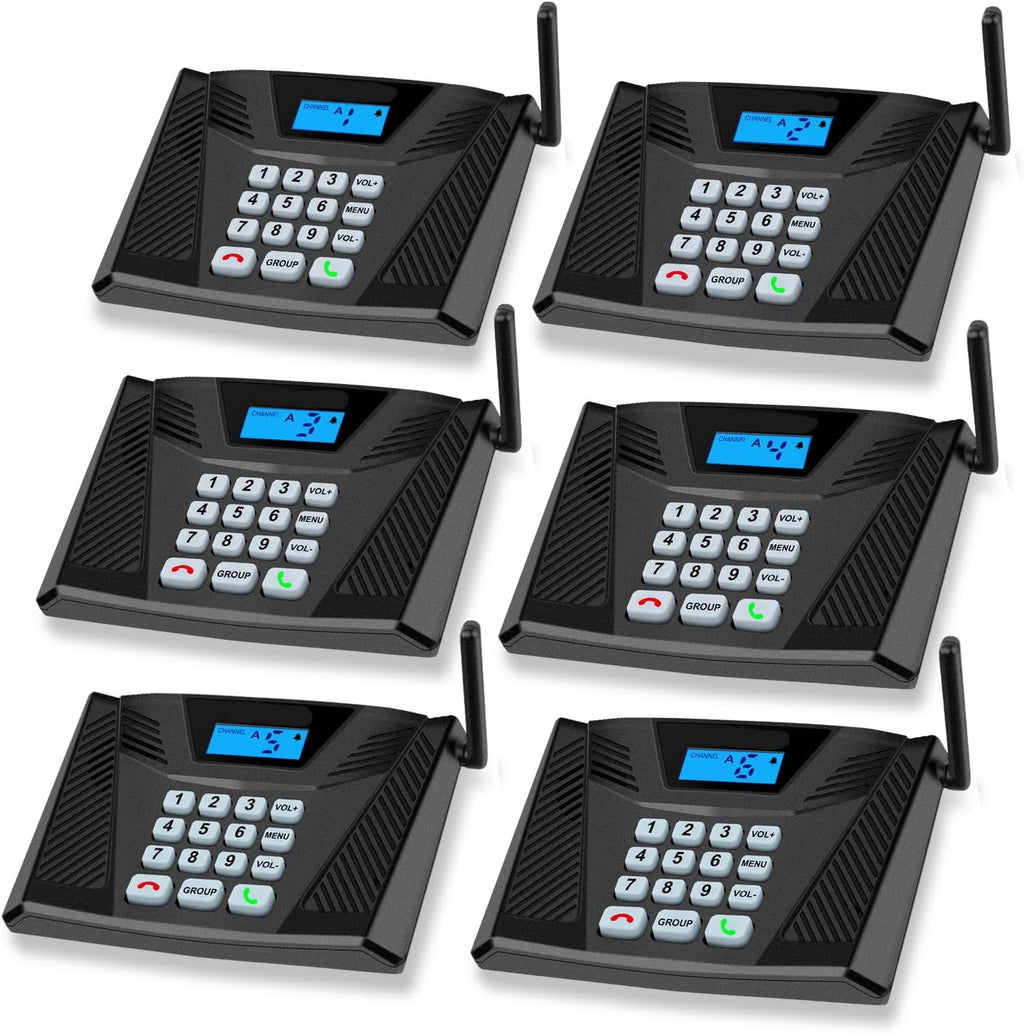 Intercoms Wireless for Home, Upgraded 5300ft Intercom 9 Channel 2 Code, Full Duplex Hands Free Talk Wireless Intercom System for Home Elderly Office with Auto Answer(6Packs, Black)