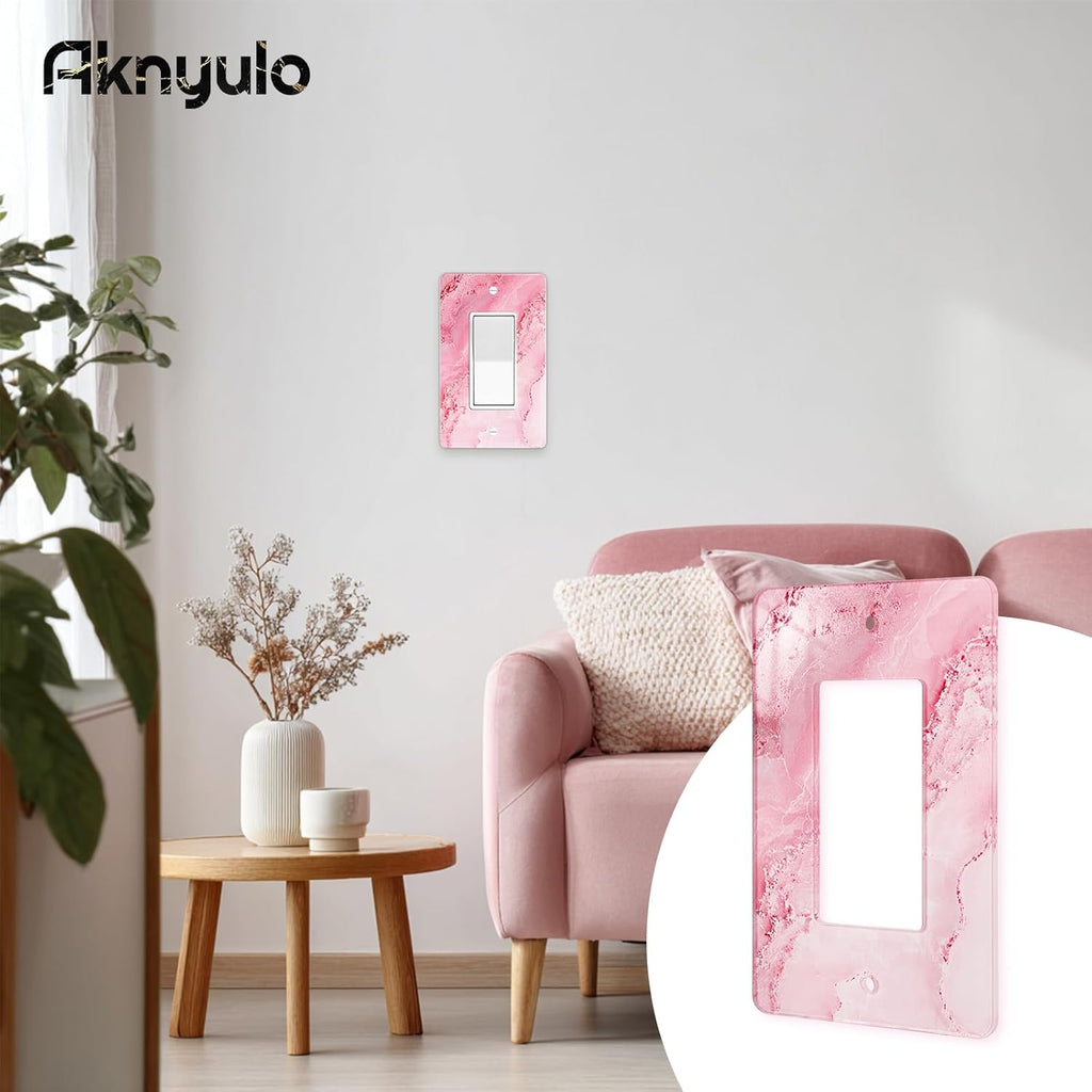 Abstract Pink Marble Design Acrylic Switch Plates & Outlet Covers Wall Plate Outlet Covers Decorative Light Switch Cover