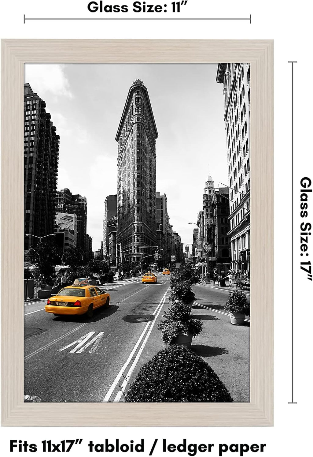 Americanflat 11x17 Picture Frame with Shatter-Resistant Glass - Signature Collection - Gallery-Style Frames Made of Engineered Wood - Photo Frame for Wall Display - Light Wood