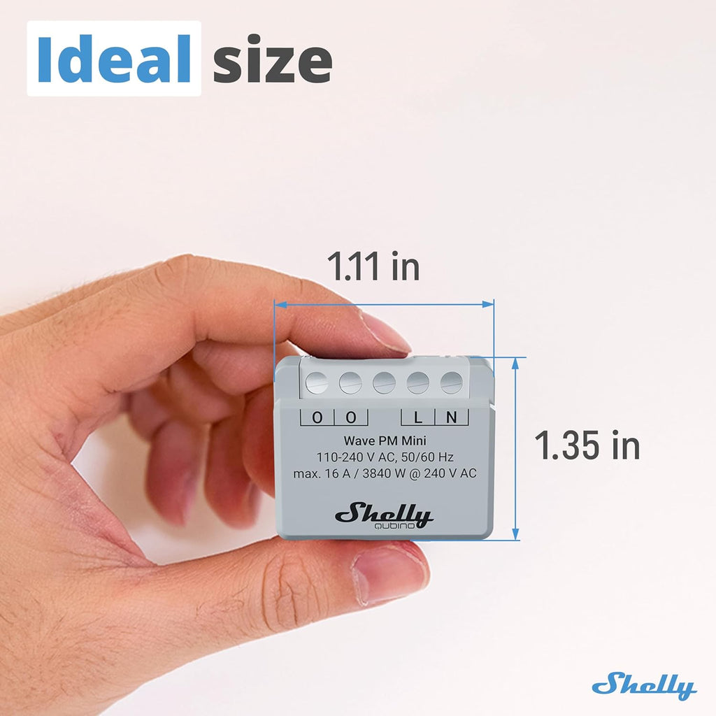Shelly Wave PM Mini US LR, Z-Wave Long Range Smart Power Meter, 1-Channel 16 A, Compatible with Alexa, Google Home, SmartThings & Home Assistant, Bulletproof Security