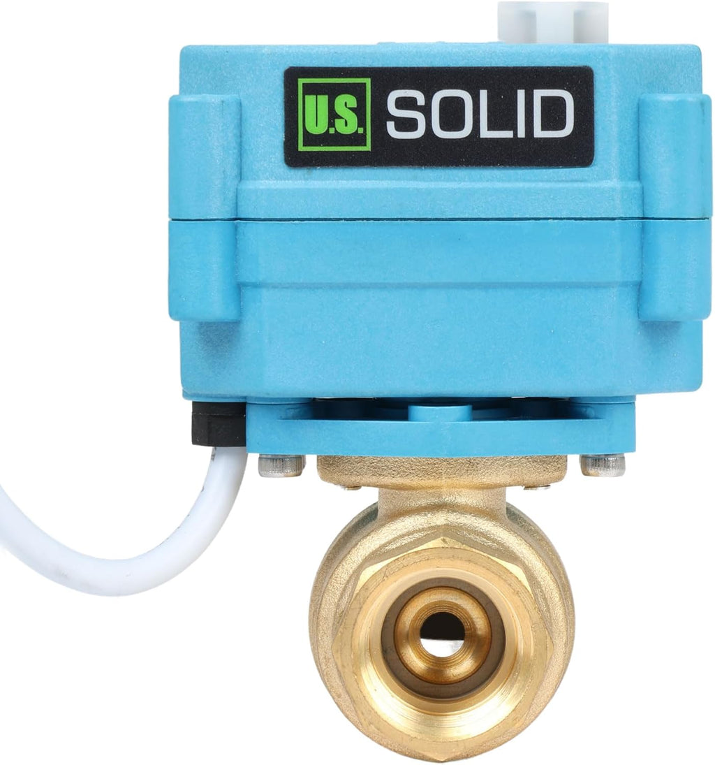 U.S. Solid Motorized Ball Valve - IP67 1/2inch Brass Ball Valve 110-230V with Waterproof Cover, Full Port, 2 Wire Auto Return, Normally Closed