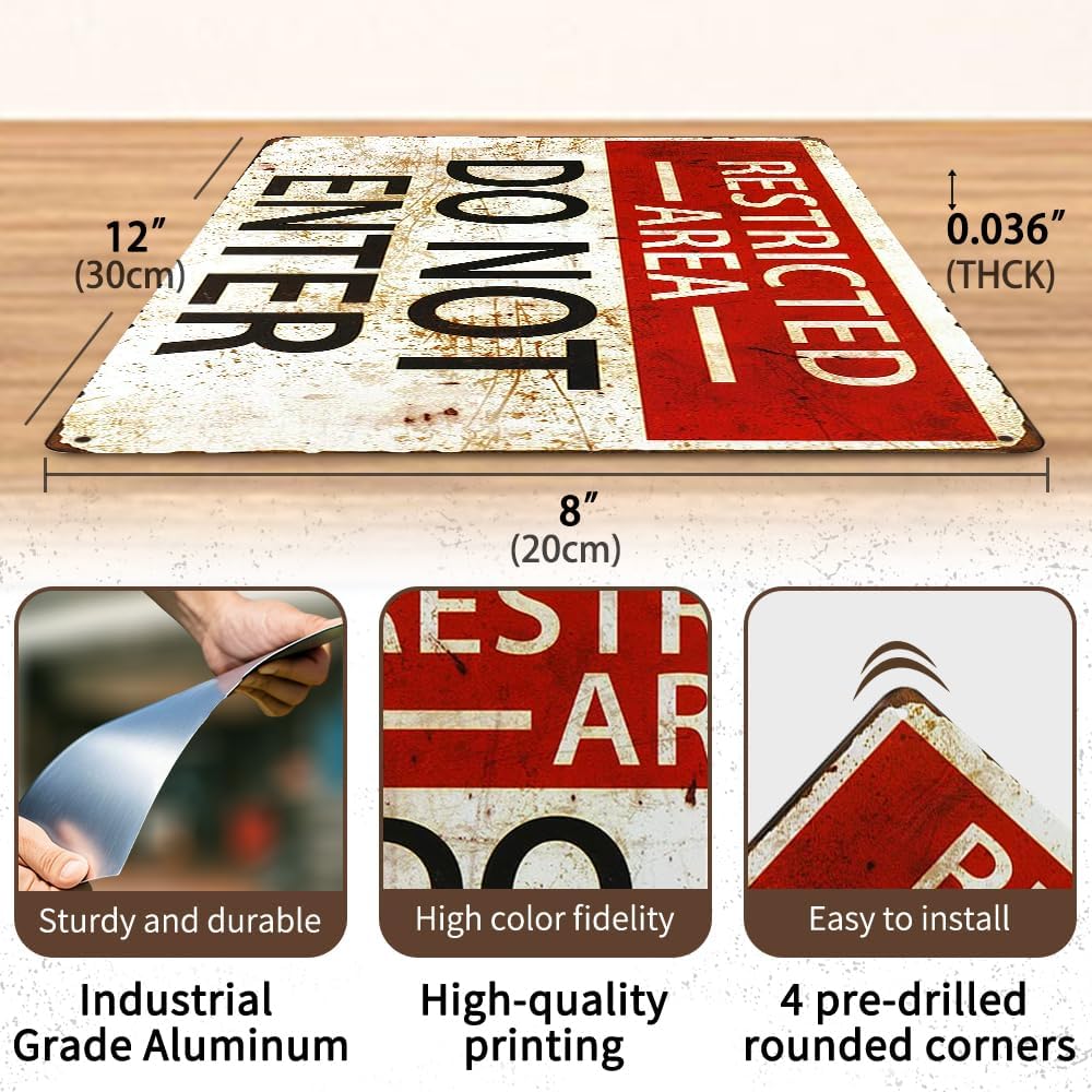 dingleiever-Restricted Area Sign -Do Not Enter Wall Art Sign 812 inch