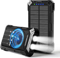 WONGKUO Solar Charger Power Bank - 49800mAh Solar Phone Charger with USB-C in/Output, QC 3.0 Fast Charging with LED Flashlight, Built-in 4 Cables, IP65 Waterproof Fits for Outdoor (Flash Black)