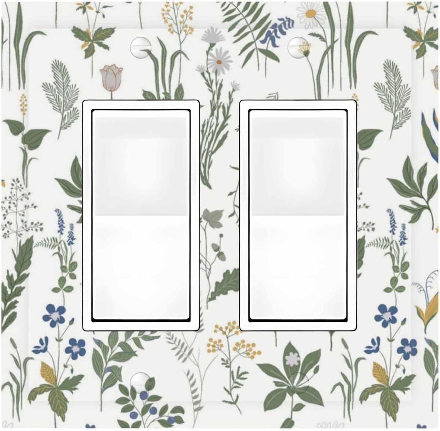 Decorative Outlet Covers Floral Green Leaf Plant Flowes 2 Gang Double Gfci Rocker Electrical Wall Panels Light Switch Cover Plate For Bed Room Farmhouse Decor
