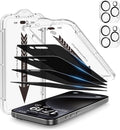 EZ-GLAZ-4 Pack for iPhone 15 Pro Max Privacy Screen Protector(6.7'') With [2 Pcs Camera Lens Protector], Anti-Spy, 9H Hardness, Drop-Resistant, Case Friendly, Anti-Scratch & EZ-To-Install Tempered Glass