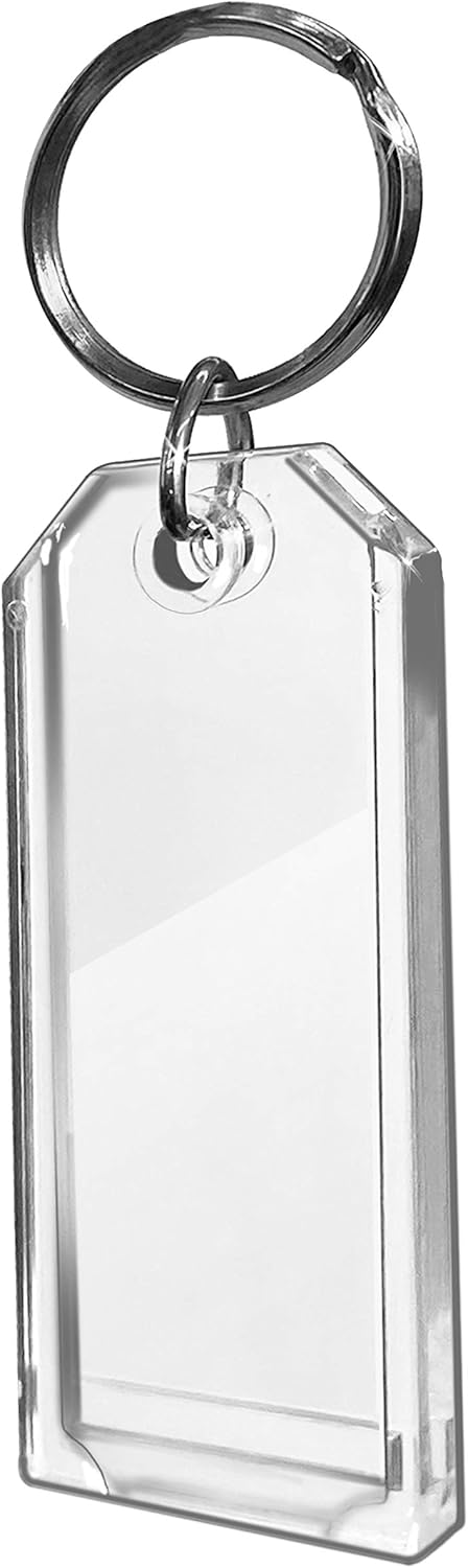 Premium Key Tag 3” Slip-Slot Plastic Heavy Duty (Clear Crystal Color) (36 Pack) (Label and Ring included) (Made in USA)