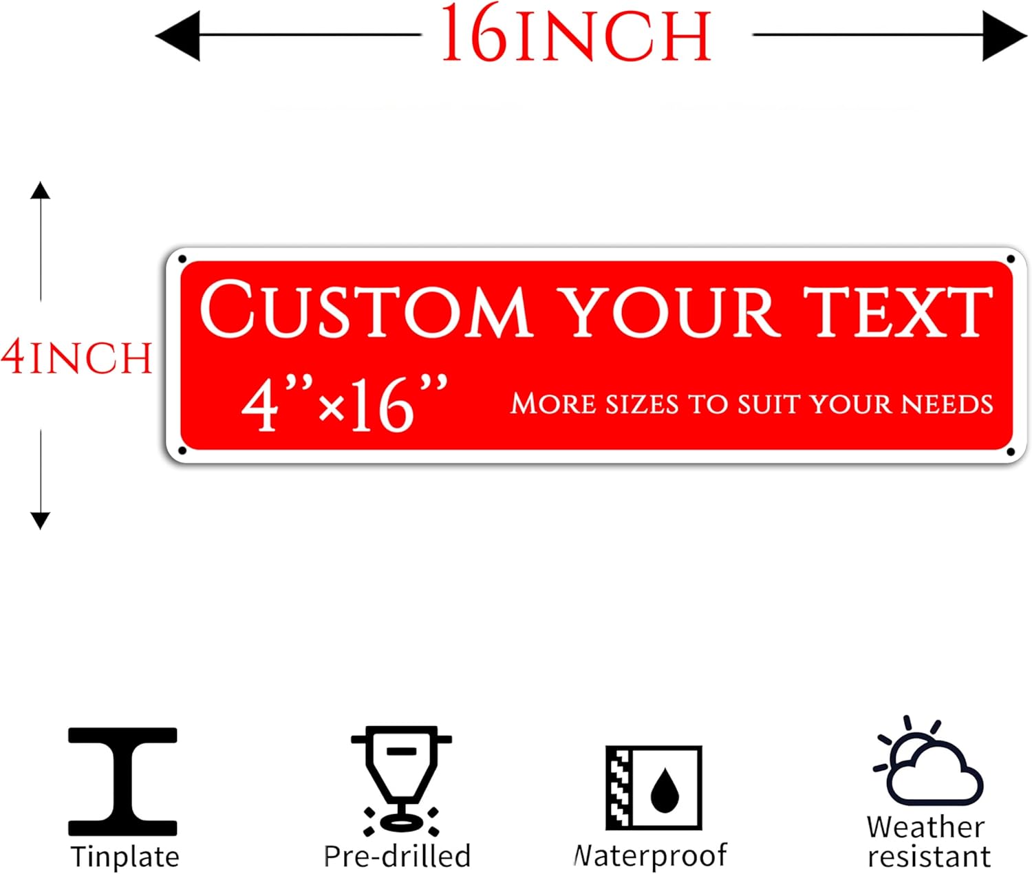 Custom Sign,street signs customized，Aluminum Weatherproof Metal Sign Multiple Sizes,Single-sided and double-sided, Customize for Office, Business, Workplace, office, Home, Delivery Signs(4 * 16 Inch)