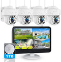 5MP Wireless Home Security Camera System with 12.5" Monitor, 4PCS CCTV PTZ Camera Security System Support 5G/2.4G WiFi, Motion Detection, Color Night Vision, 4K 10CH NVR with 1TB Hard Drive
