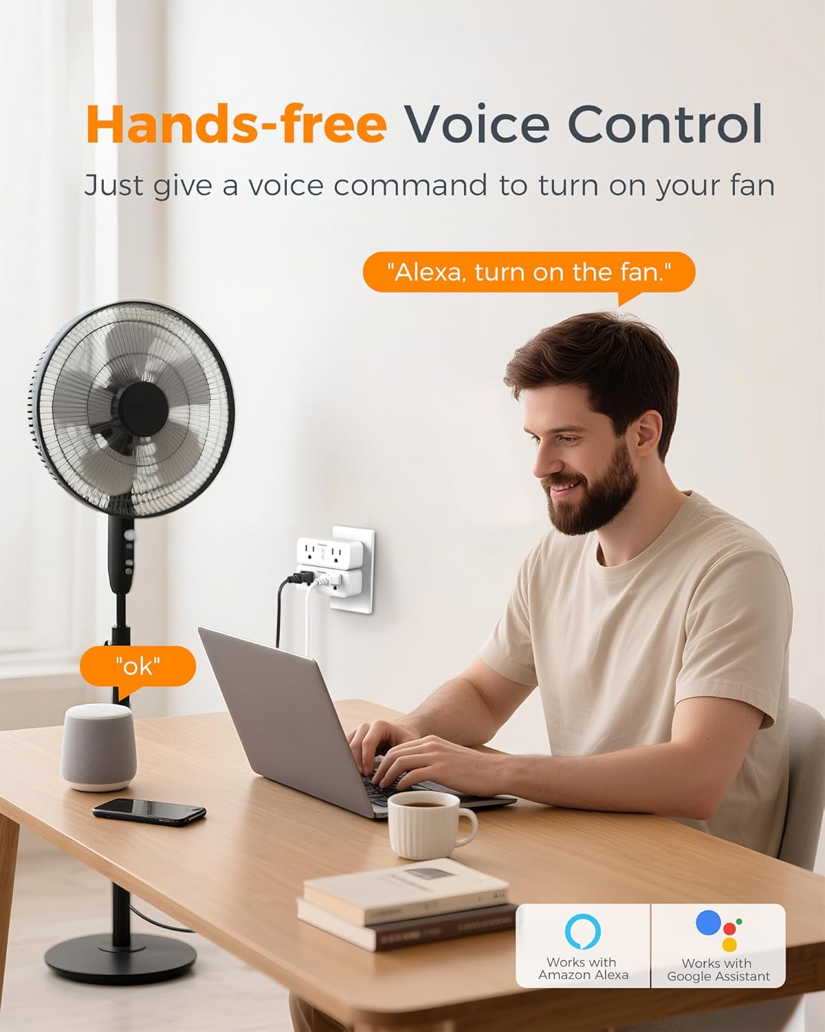 TESSAN 2 Pack Smart Plug, WiFi Smart Outlet with Dual Sockets, Compatible with Alexa and Google Home, Remote Control Outlet with Timer Function, Voice Control, Surge Protection, 2.4GHz WiFi Only