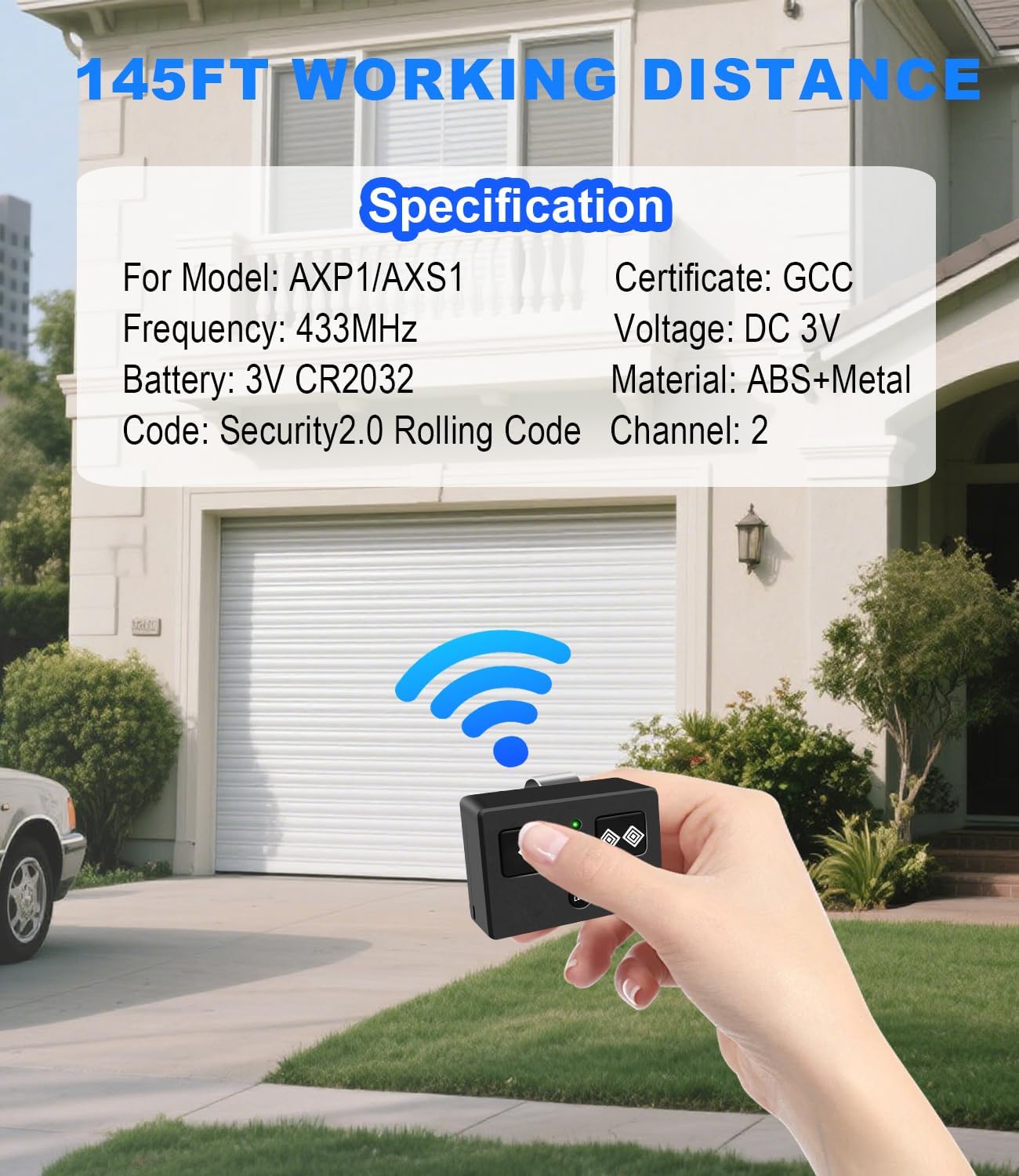 for Ghost Controls AXS1 AXP1 Remote Transmitter,5-Button Remote Transmitter for Automatic Gate Openers, Partymode, Compatible with Ghost Controls Single/Dual Control Opener Systems (AXP1 3Pack Black)