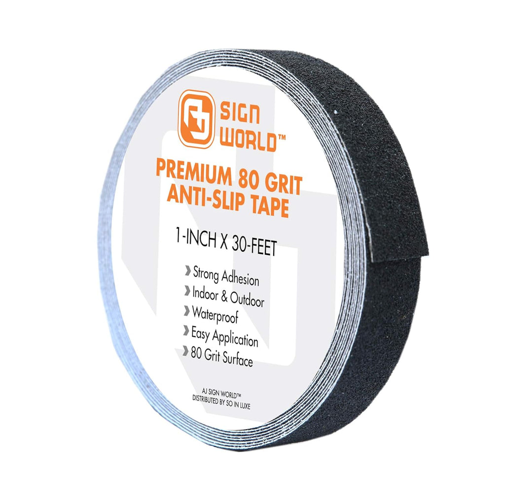 Best Anti-Slip Grip Tape, 1" x 30 FT, Black Color, 80 Grit, Industrial Grade, Indoor, Outdoor (1-Inch x 30 Feet Roll)