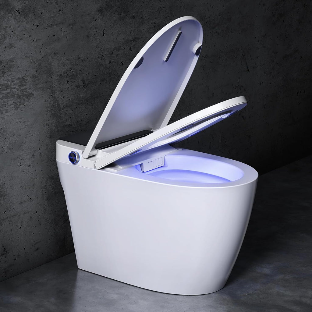 Smart Toilet with Built-In Bidet, Heated Seat & Dual Auto Flush, Foot Sensor, Tankless One-Piece Electric Toilet with Warm Water Wash, Air Dryer, LED Display & 1000g Powerful Flush, 1.28GPF