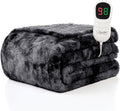 Homemate Electric Heated Blanket Twin Size - 62"x84" Heating Blanket Twin Size 1/2/4/6/8 Hours Auto-Off 10 Heat Level Over-Heat Protection Luxury Faux Fur Sherpa ETL Certification