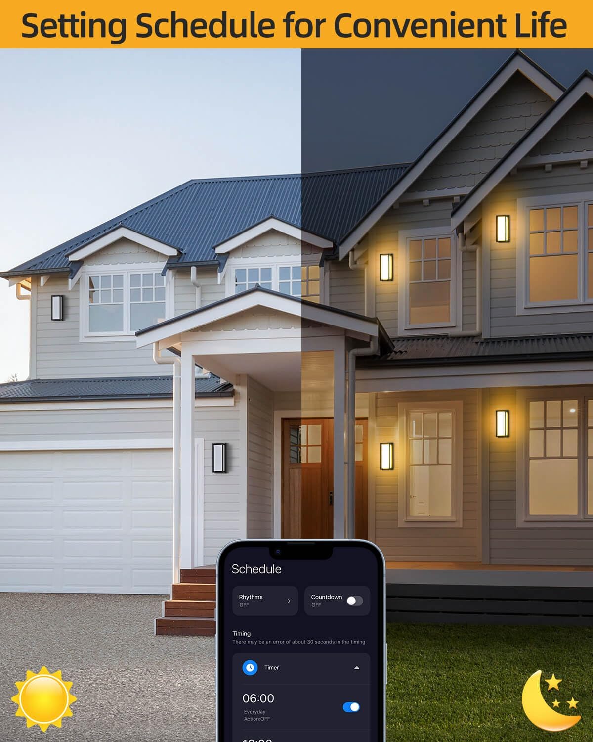 RAYVO Outdoor Wall Lights 2 Pack, 1500LM RGBCW Smart Porch Lights Color Changing Exterior Lighting Fixtures, IP65 Waterproof Outdoor Sconce Lights, Compatible with Alexa Google Assistant, ETL Listed