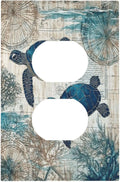 Blue Green Sea Turtle Tropical Ocean Coral Nautical Map Outlet Covers 1 Gang Duplex Light Switch Cover Decorative Switch Plates Electrical Receptacle Faceplate Wall Plate For Bed Room Bathroom Decor