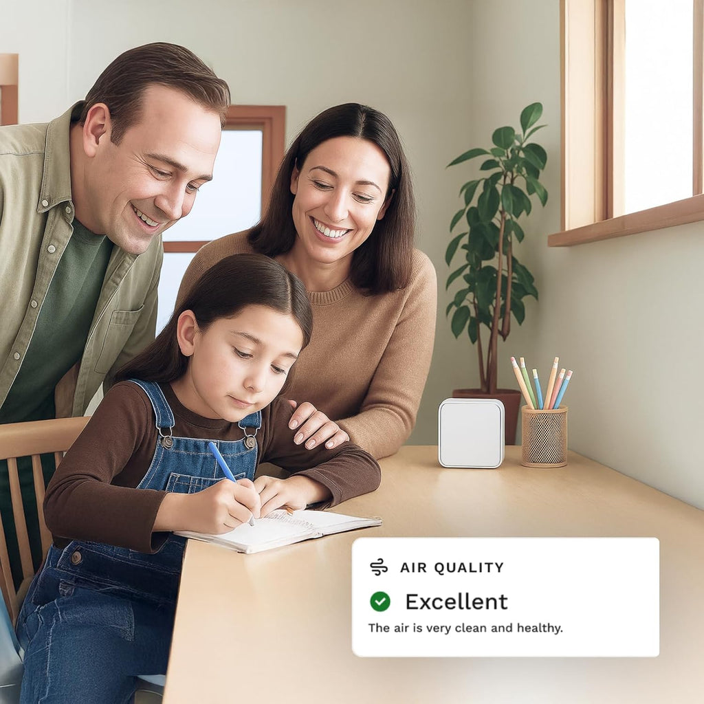 Air Quality Sensor & Air Quality Monitor Indoor – Smart Indoor Air Quality Monitor with PM2.5, VOC, Temperature & Humidity | Air Quality Tester for Home, Office & Rentals