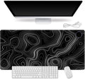 Small Heated Desk Pad 23.6" x 14.2" – Compact Electric Mouse Pad with 3 Heating Levels, Auto Shut-Off, Waterproof PU Surface, Plug-in Warmer for Office or Home Use, Topographic Lines