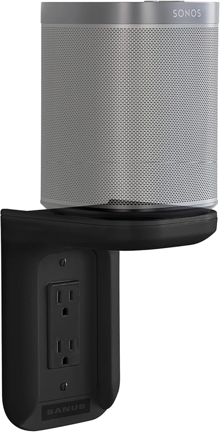 Sanus Outlet Shelf - Holds Any Device Up to 10lbs & Installs in Seconds - Includes Standard & Decora Style Outlet Covers & Integrated Cable Management Channel - Works for Sonos & Smart Home Speakers