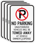 T&R (4 Pack) Large No Parking Sign Will Be Towed Away Sign, 18" x 12" Engineer Grade Reflective Sheeting, Rust Free Aluminum, Weather Resistant, Waterproof, Fade Resistant, 2 Pre-drilled Holes