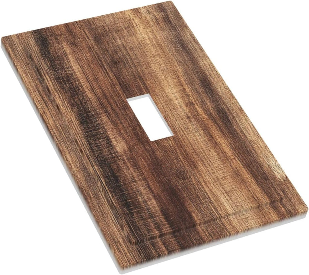 Decorative Light Switch Cover Vintage Rustic Brown Wood Grain 1 Gang Single Toggle Device Electrical Faceplate Switchplates Decorator Outlet Wall Plate for Bedroom Farmhouse Decor