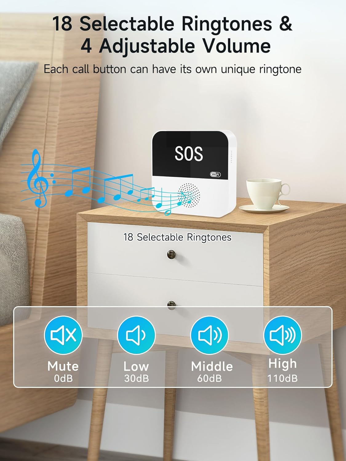 WiFi Caregiver Pager Wireless Call Button with App Alert, Life Alert Systems for Seniors No Monthly Fee- 2 Caregiver Call Button + 1 Wristband Panic Button, Alert Button for Seniors at Home
