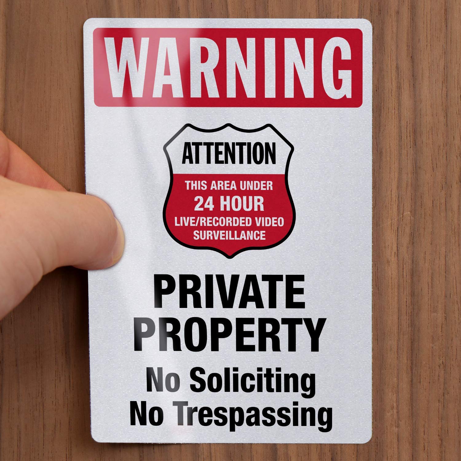 SmartSign Private Property No Soliciting No Trespassing Stickers/Labels, Pack of 3, EG Reflective Adhesive Decals, Easy Peel-Off, 7-Year Outdoor Life, Made in USA