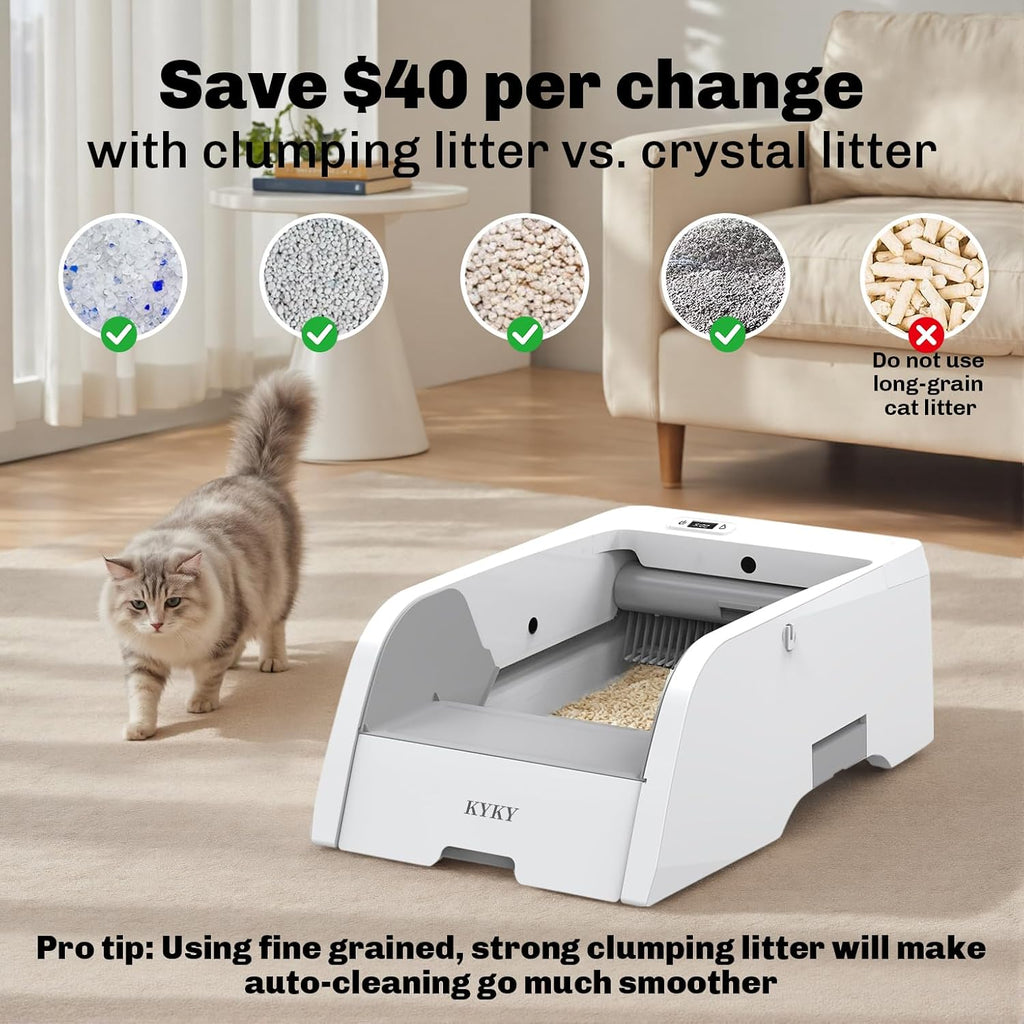2 in 1 Self Cleaning Litter Box with APP Control, Open or Covered Canopy Design to Meet Cats' Varying Preferences, Large Automatic Cat Litter Box for Multiple Cats, Quiet, Odorless & Safe