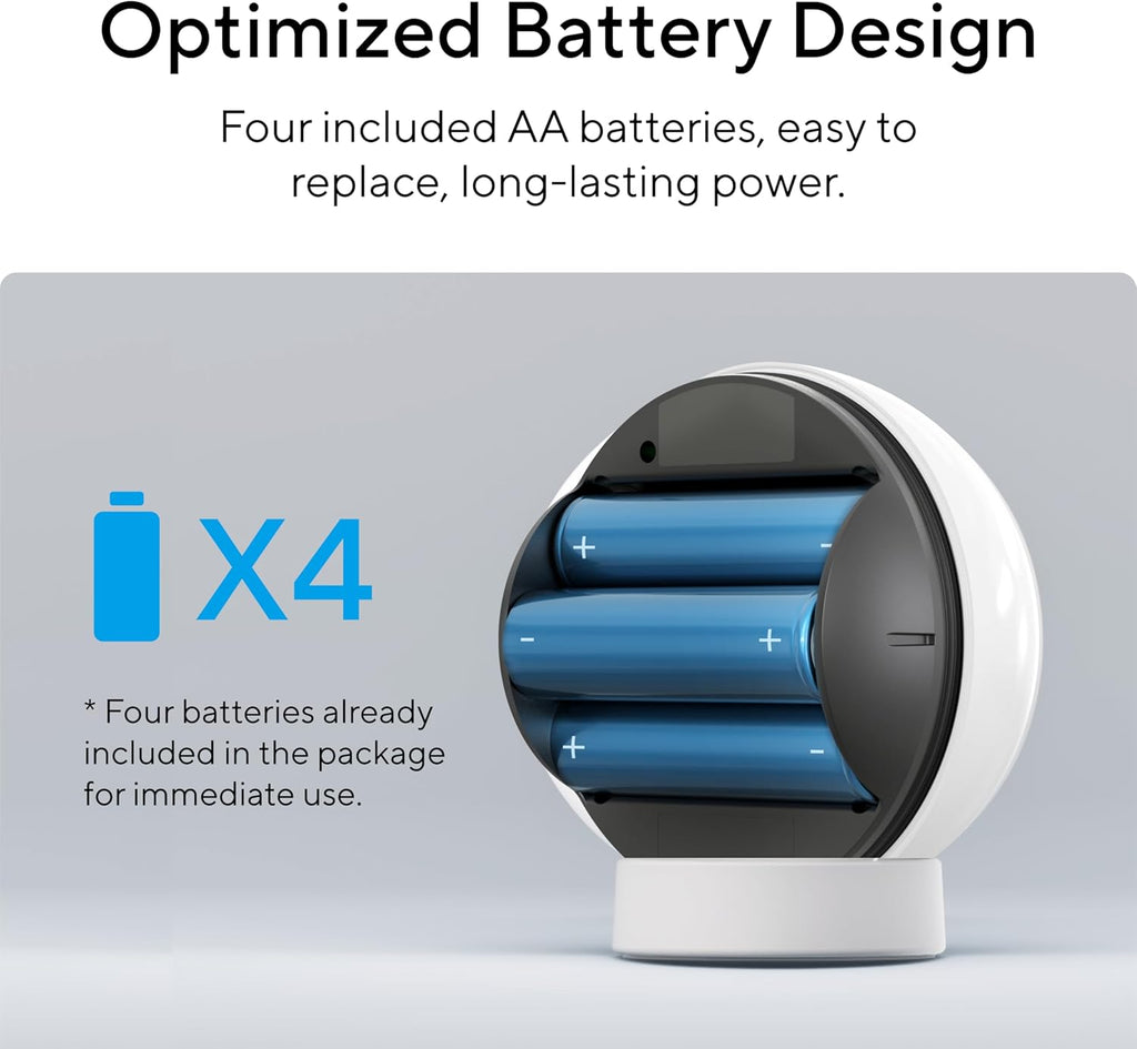 Dot 2K QHD Wireless Smart Security Camera, 170° Wide Angle, AI Human Detection, 2 Way Audio, Night Vision, Free 7 Day Cloud Storage, Indoor/Outdoor, 2.4Ghz Only