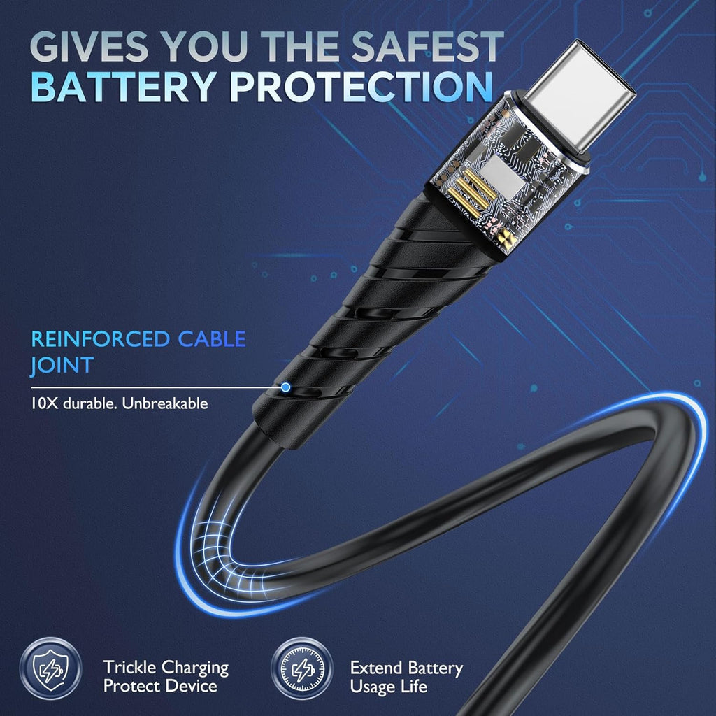 OIITH USB C Cable, USB A to USB C 3A Fast Charging (10FT 3Pack) Phone USB Type-C Charge Cable Android Charge Cord USB C Charger Cable for iPhone 15 Plus/Pro/Pro Max/Samsung/Pad/Laptop/LG/-Blue
