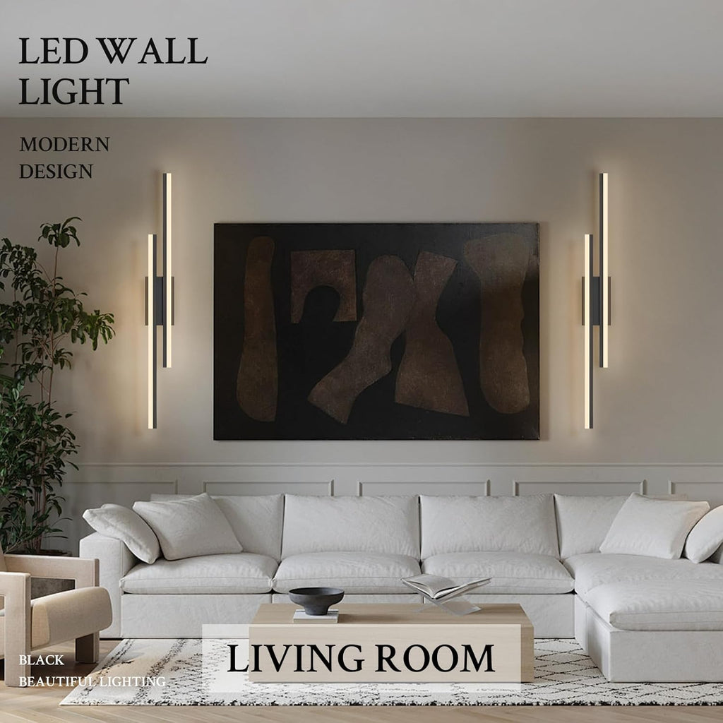 LED Wall Sconce Black Modern Remote Wall Light Fixtures for Living Room, Dimmable LED Vanity Light Indoor Remote Wall Sconce for Bedside Bedroom Bathroom Dining Room, 39.4inch 1 Pack