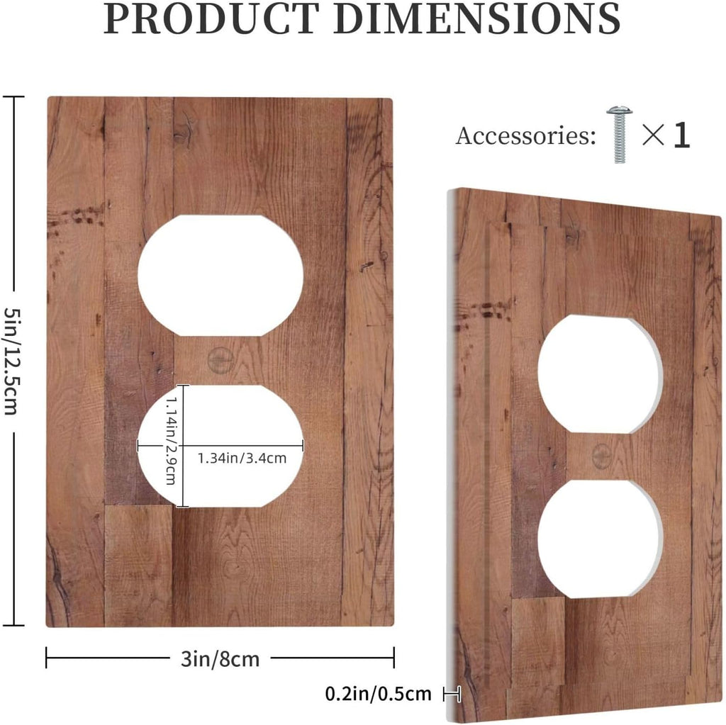 Rustic Brown Dark Wood Texture Printing Outlet Covers 1 Gang Duplex Light Switch Cover Decorative Switch Plates Electrical Receptacle Faceplate Wall Plate For Farmhouse Cabin Decor
