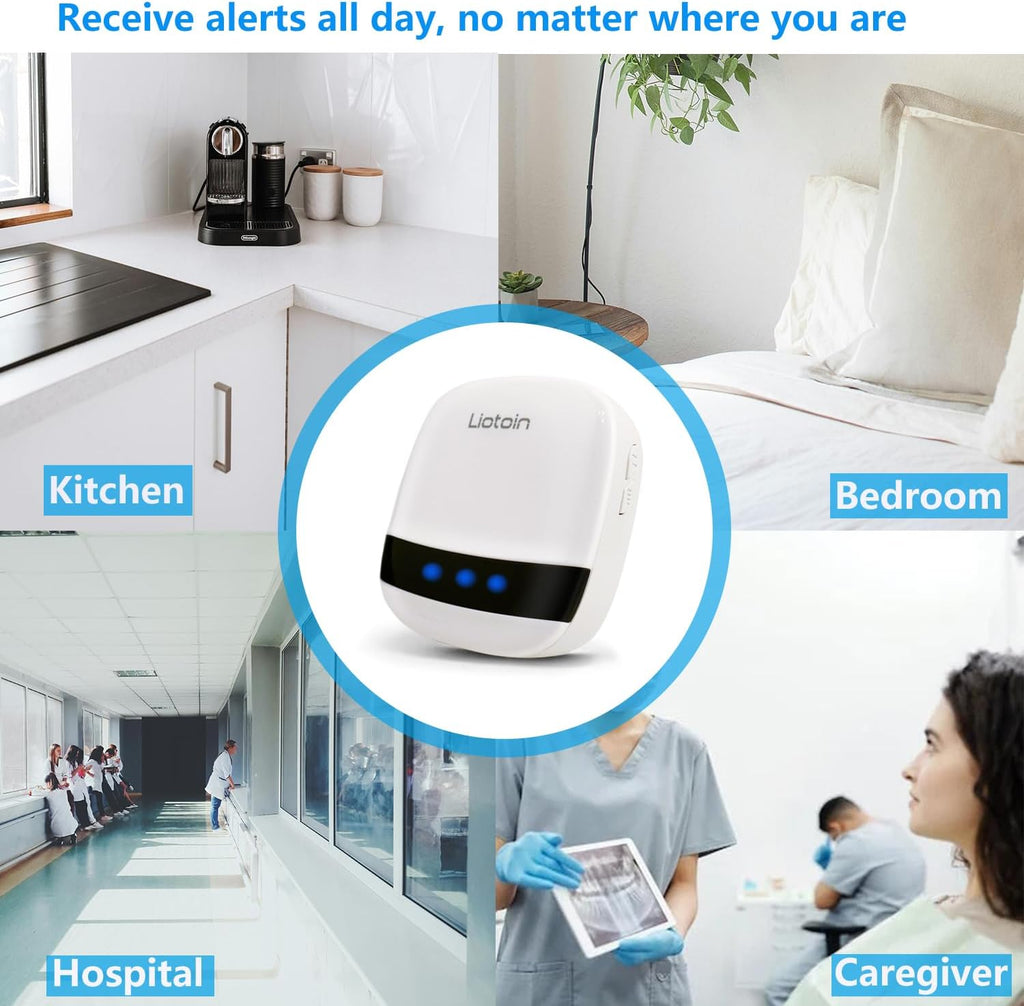 Caregiver Pager Wireless Call Button Alert Button Call Bell Emergency Button for Home/Elderly/Patients Panic Button Nurse Alert Call System 3Call Button 3Receivers (600+ft Operating Range)