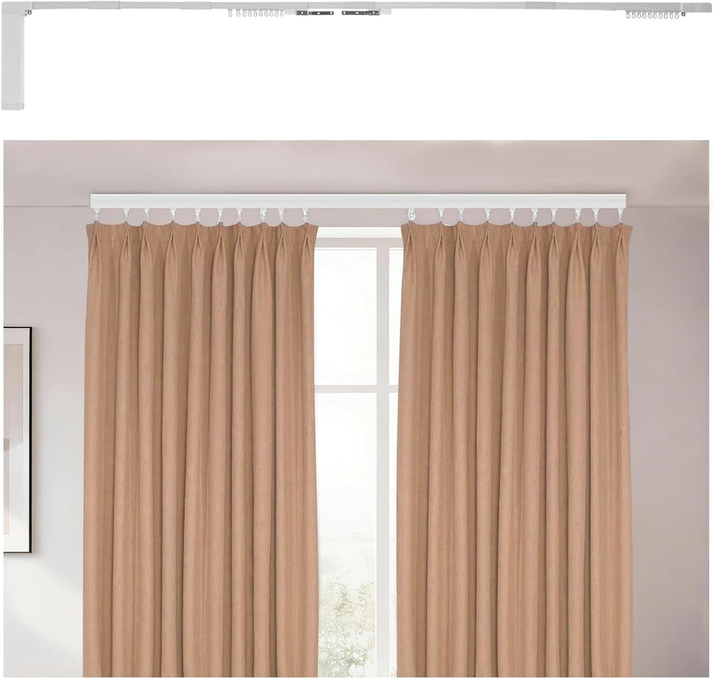 Electric Curtain Track, 7.08-13.78ft Motorized Curtain Track System, Smart Electric Curtain Rail with Remote Control, App & Voice Control, Compatible with Alexa and Google Home