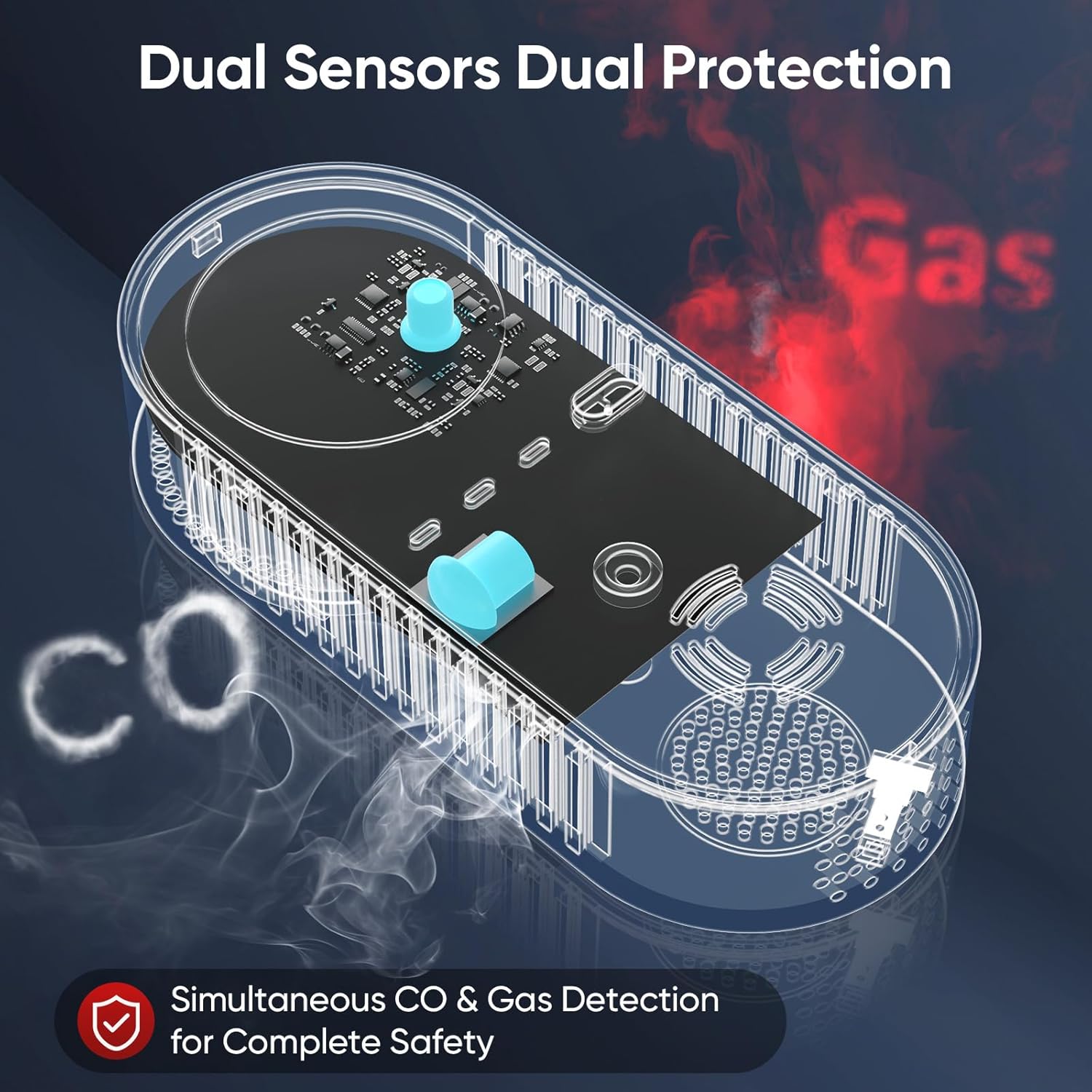 4-in-1 Upgraded Natural Gas Detector & Carbon Monoxide Detectors - Carbon Monoxide Detectors Plug in - Natural Gas, Propane, Co Detector, Temperature & Humidity Detectors for Home, RV (White)