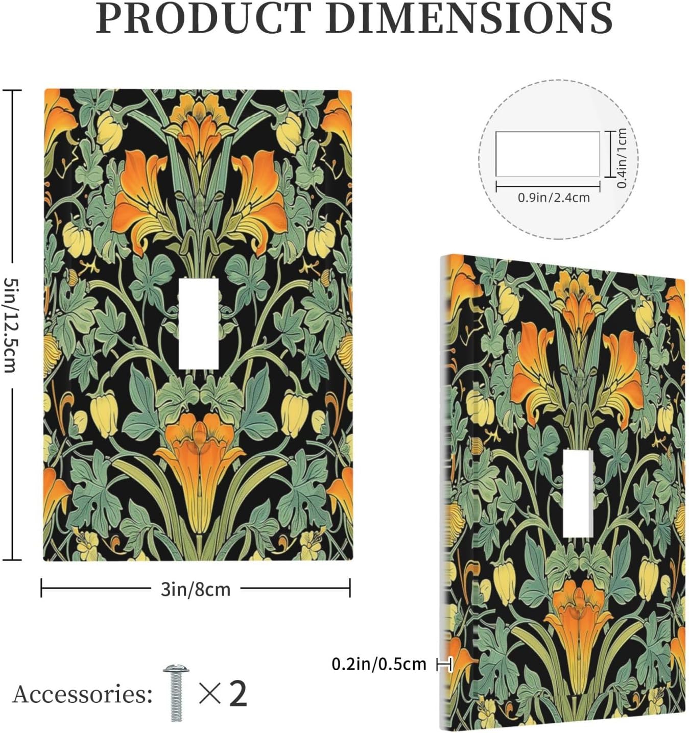 Decorative Light Switch Cover William Morris Vintage Floral Green Yellow 1 Gang Single Toggle Device Electrical Faceplate Switchplates Decorator Outlet Wall Plate for Bedroom Home Decor