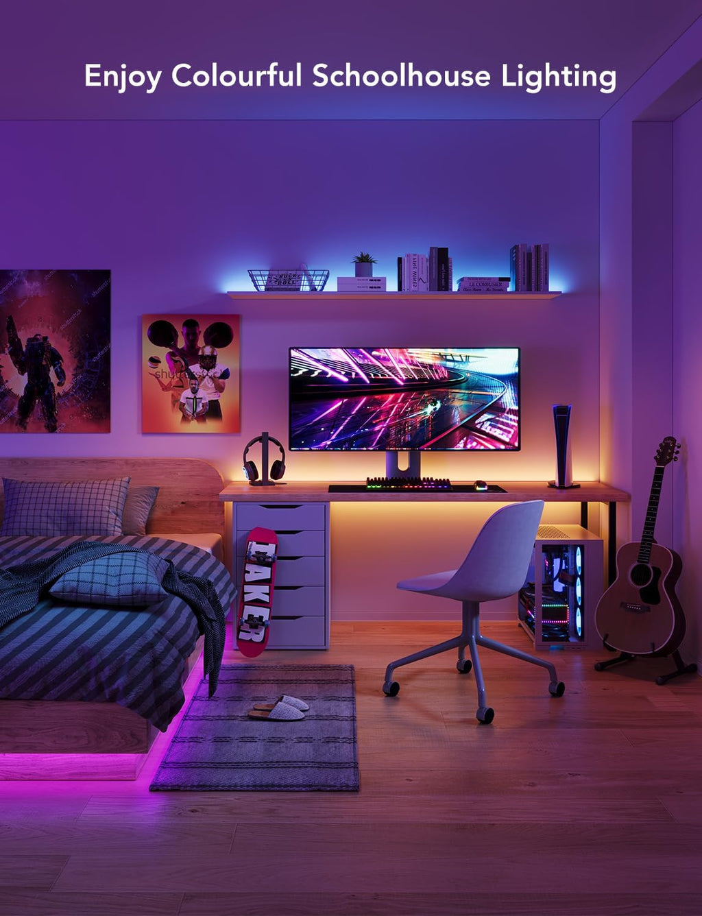 Govee LED Strip Lights 100ft, LED Lights for Bedroom, WiFi RGB LED Lights work with Alexa and Google Assistant, 64 Modes and Music Sync, Strip Lights for Indoor, Home Decor, 2 Rolls of 50ft
