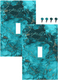 Decorative Light Switch Plate Covers Modern Abstract Turquoise Blue Marble Texture 1 Gang Wall Plate Single Toggle Light Switch Covers Artistic Faceplate for Bathroom Decor （2 Pack）