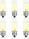 3.2 Inch 5000K Daylight White E26 LED Bulb 60 Watt Equal, AC 120V 600LM Edison Bulbs Dimmable, 6W T10 T30 Filament Light Bulbs Clear Glass for Fan Pendant Wall Light, UL Listed-6 Pack