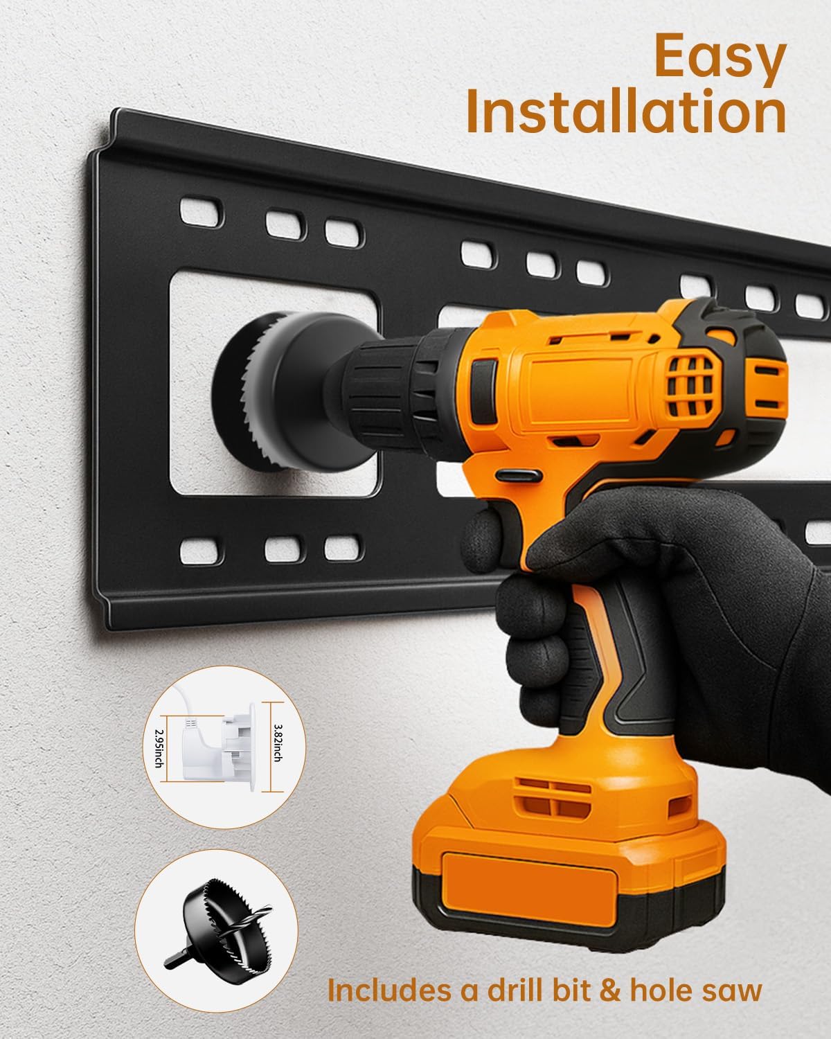 in-Wall Cable Management Kit, Wire Hider for Power & Low Voltage Cables, TV Cord Hider for Wall Mounted TV, TV Cable Hider Wall Kit, Includes Hole Saw Drill Attachment