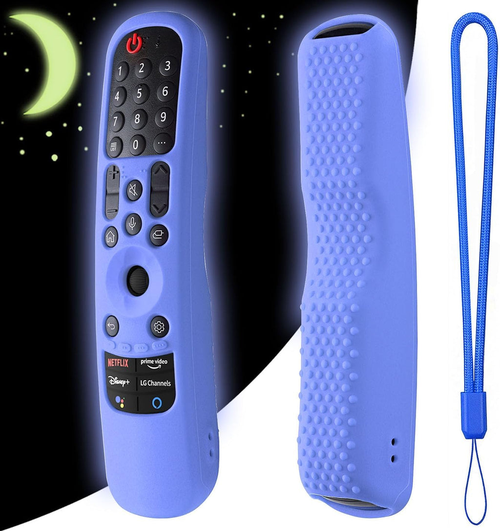 Hi Color Silicone Cover for MR24GA/MR21GA/MR22GN/MR23GA Protective Case Compatible with LG Magic TV C2 C3 G3 OLED Remote Control Slicone Sleeve with Lanyard (Glow Blue)