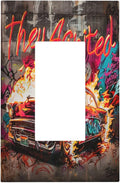 Decorative Outlet Covers Hip Hop Street Graffiti Flame Car 1 Gang Single Rocker Light Switch Cover Plate Wall Plates GFCI Faceplate for Bedroom living Room Decor