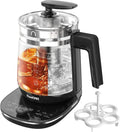 Glass Electric Kettle with Tea Infuser – 1.5L Stainless Steel, 1200W Rapid Boil, Temp & Programmable Control for Teas/Coffee – Black